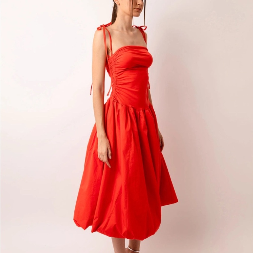 AMYLYNN Alexa Puffball Dress in Tiger Orange